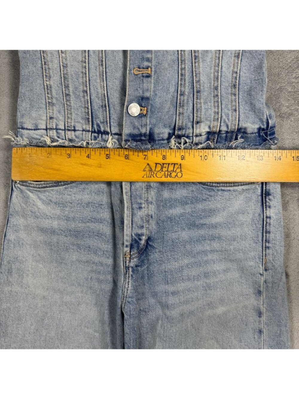 Zara Strapless Bustier Denim Jumpsuit Size XS Y2K Light Wash Straight Leg Jean - Picture 10 of 11